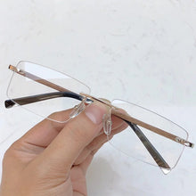 Load image into Gallery viewer, Lightweight Wooden Leg Rimless Glasses Frame for Men 56-17-140 Titanium Rectangular Eyewear for Prescription Goggles