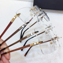 Load image into Gallery viewer, Lightweight Wooden Leg Rimless Glasses Frame for Men 56-17-140 Titanium Rectangular Eyewear for Prescription Goggles