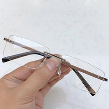 Load image into Gallery viewer, Lightweight Wooden Leg Rimless Glasses Frame for Men 56-17-140 Titanium Rectangular Eyewear for Prescription Goggles