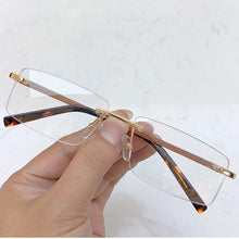 Load image into Gallery viewer, Lightweight Wooden Leg Rimless Glasses Frame for Men 56-17-140 Titanium Rectangular Eyewear for Prescription Goggles