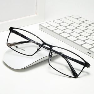 Logorela Men Pure Titanium Glasses Frame Male Square Ultralight Eye Myopia Prescription Eyeglasses 9017