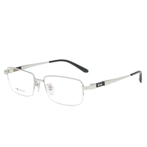 Logorela Men Pure Titanium Semi-rimless Glasses Frame  Male Square Ultralight Eye Myopia Prescription Eyeglasses 9021