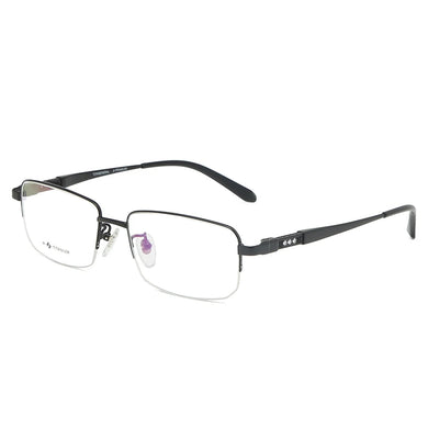 Logorela Men Pure Titanium Semi-rimless Glasses Frame  Male Square Ultralight Eye Myopia Prescription Eyeglasses 9021