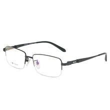 Load image into Gallery viewer, Logorela Men Pure Titanium Semi-rimless Glasses Frame  Male Square Ultralight Eye Myopia Prescription Eyeglasses 9021