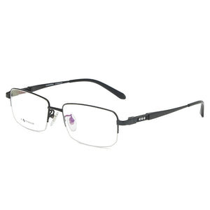 Logorela Men Pure Titanium Semi-rimless Glasses Frame  Male Square Ultralight Eye Myopia Prescription Eyeglasses 9021