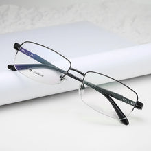 Load image into Gallery viewer, Logorela Men Pure Titanium Semi-rimless Glasses Frame  Male Square Ultralight Eye Myopia Prescription Eyeglasses 9021