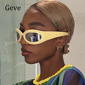 Luxury Brand Sunglasses For Men Trendy Shield Wrap Around Hip Hop Oversized Sunglasses Women 2000's Shades Eyewear UV400