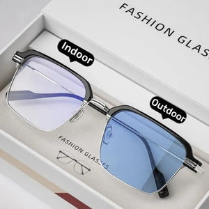 Metal Frame Photochromic Myopia Glasses Anti-blue Light Color Changing Sunglasses Prescription Eyeglasses Minus Diopters