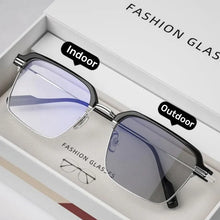 Carica l&#39;immagine nel visualizzatore di Gallery, Metal Frame Photochromic Myopia Glasses Anti-blue Light Color Changing Sunglasses Prescription Eyeglasses Minus Diopters