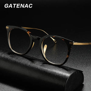 Luxury Titanium Glasses Frame Men Vintage Designer Prescription Acetate Optical Eyeglasses Frame Women    Myopia Eyewear