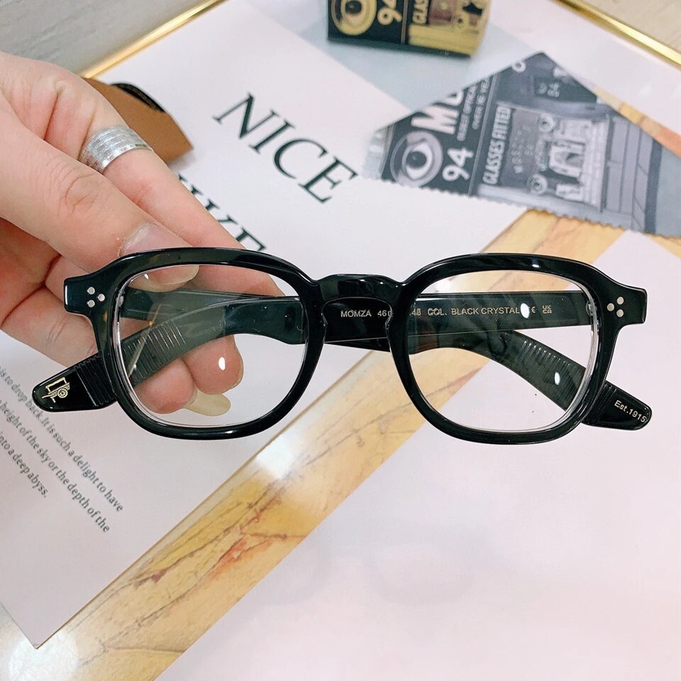 Luxury Vintage Quality Mos-Cot Solid Acetate Eyeglass Frame Momza Classical Oval Design Eyewear Women Men Myopia Sphere Optical