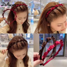 Load image into Gallery viewer, Luxury Woman Non-Slip Hair Bands with Clips Double Band Headbands for Women Hairstyle Bezel Hair Hoop Hair Accessories Headwear