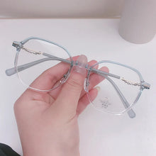 Carica l&#39;immagine nel visualizzatore di Gallery, M3715 TR Montatura per occhiali Versione coreana con catena Montatura per occhiali miopia a specchio piatto con decorazione semplice da ragazza