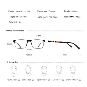 Square Glasses Frame Business Titanium Alloy Eyewear Acetate Legs Myopia Prescription Eyeglasses S2255