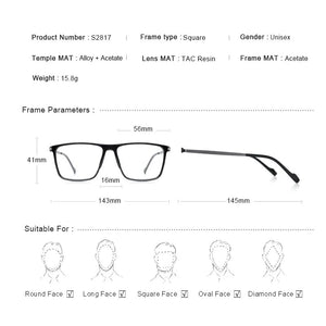 Luxury TR90 Glasses Frame Men Vintage Eyeglasses Myopia Prescription Eyeglasses S2817