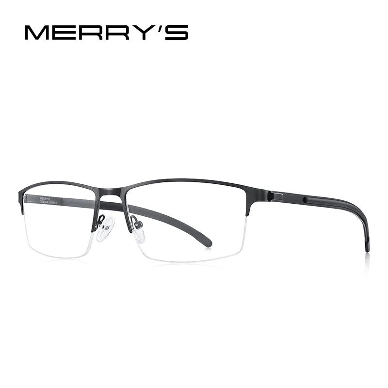 MERRYS DESIGN Men Titanium Alloy Glasses Frame Half Optical Frame Myopia Prescription Optical Eyewear Alloy Rubber Temples S2158