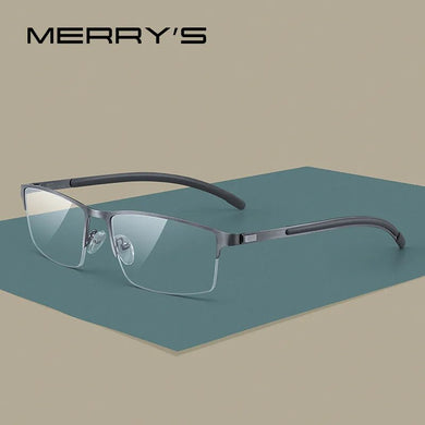 MERRYS DESIGN Men Titanium Alloy Glasses Frame Half Optical Frame Myopia Prescription Optical Eyewear Alloy Rubber Temples S2158