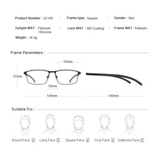 Load image into Gallery viewer, MERRYS DESIGN Men Titanium Alloy Optical Glasses Frame Ultralight Square Myopia Prescription Eyeglasses Antiskid Silicone S2186