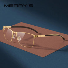 Load image into Gallery viewer, MERRYS DESIGN Men Titanium Alloy Optical Glasses Frame Ultralight Square Myopia Prescription Eyeglasses Antiskid Silicone S2186