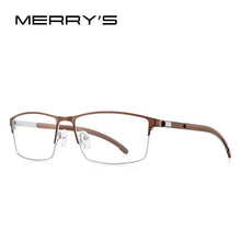 Load image into Gallery viewer, MERRYS DESIGN Men Titanium Alloy Optical Glasses Frame Ultralight Square Myopia Prescription Eyeglasses Antiskid Silicone S2186