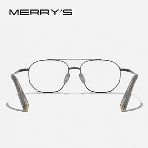 MERRYS DESIGN Pure Titanium Glasses Frame For Men Classic Square Prescription Eyeglasses Ultra Light Optical Eyewear S2548