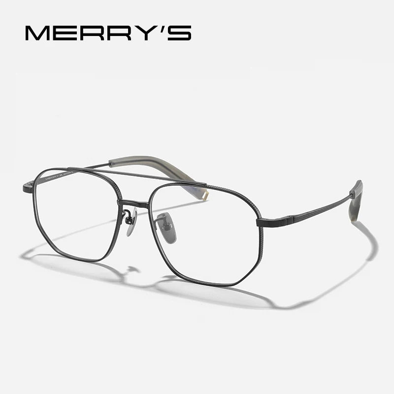 MERRYS DESIGN Pure Titanium Glasses Frame For Men Classic Square Prescription Eyeglasses Ultra Light Optical Eyewear S2548