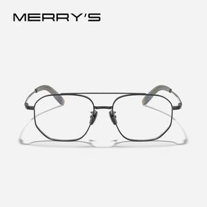 MERRYS DESIGN Pure Titanium Glasses Frame For Men Classic Square Prescription Eyeglasses Ultra Light Optical Eyewear S2548