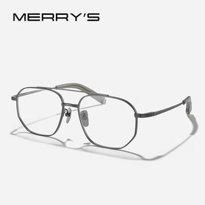 MERRYS DESIGN Pure Titanium Glasses Frame For Men Classic Square Prescription Eyeglasses Ultra Light Optical Eyewear S2548