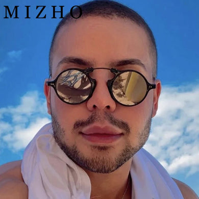MIZHO Retro Steampunk Sunglasses Men   Brand Vintage Round Sun Glasses Metal Glasses Women  Driving Goggle UV400