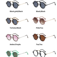Load image into Gallery viewer, MIZHO Retro Steampunk Sunglasses Men   Brand Vintage Round Sun Glasses Metal Glasses Women  Driving Goggle UV400