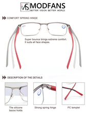 Load image into Gallery viewer, MODFANS 2023 new square metal blue light blocking reading glasses for women men  business, diopter + 1.0 ~ +3.5