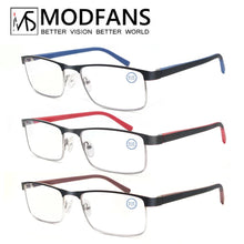 Load image into Gallery viewer, MODFANS 2023 new square metal blue light blocking reading glasses for women men  business, diopter + 1.0 ~ +3.5