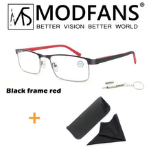 Load image into Gallery viewer, MODFANS 2023 new square metal blue light blocking reading glasses for women men  business, diopter + 1.0 ~ +3.5