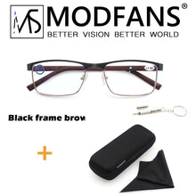 Load image into Gallery viewer, MODFANS 2023 new square metal blue light blocking reading glasses for women men  business, diopter + 1.0 ~ +3.5