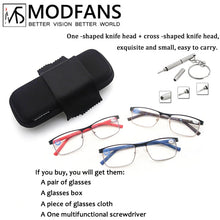 Load image into Gallery viewer, MODFANS 2023 new square metal blue light blocking reading glasses for women men  business, diopter + 1.0 ~ +3.5
