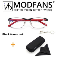 Load image into Gallery viewer, MODFANS 2023 new square metal blue light blocking reading glasses for women men  business, diopter + 1.0 ~ +3.5