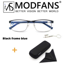 Load image into Gallery viewer, MODFANS 2023 new square metal blue light blocking reading glasses for women men  business, diopter + 1.0 ~ +3.5