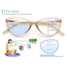 Load image into Gallery viewer, MODFANS Women Multifocal Reading Glasses Anti Blue Ray Glasses Effectively Mitigate Visual Fatigue and Dry Eyes - Apricot