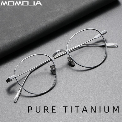 MOMOJA  Business Eyewear Round Retro Pure Titanium Eyeglasses Optical Prescription Glasses Frame For Men And Women 80804