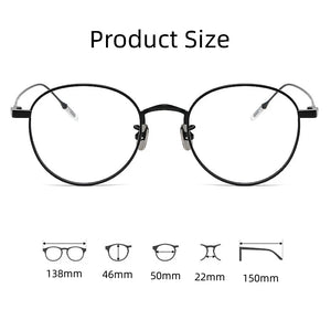 MOMOJA  Business Eyewear Round Retro Pure Titanium Eyeglasses Optical Prescription Glasses Frame For Men And Women 80804