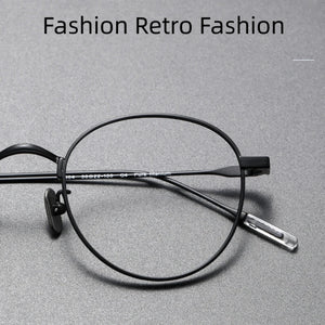 MOMOJA  Business Eyewear Round Retro Pure Titanium Eyeglasses Optical Prescription Glasses Frame For Men And Women 80804