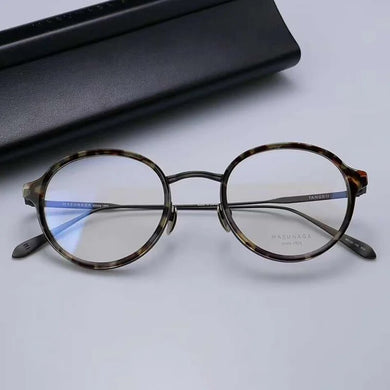 Masuna Brand Oval Tortoise Titanium Eyeglasses Hand-made in Japan Vintage Style Myopia Glasses Frame Prescription