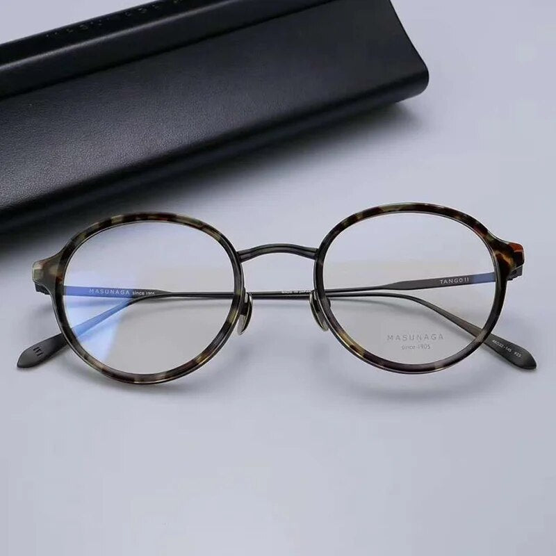 Masuna Brand Oval Tortoise Titanium Eyeglasses Hand-made in Japan Vint ...