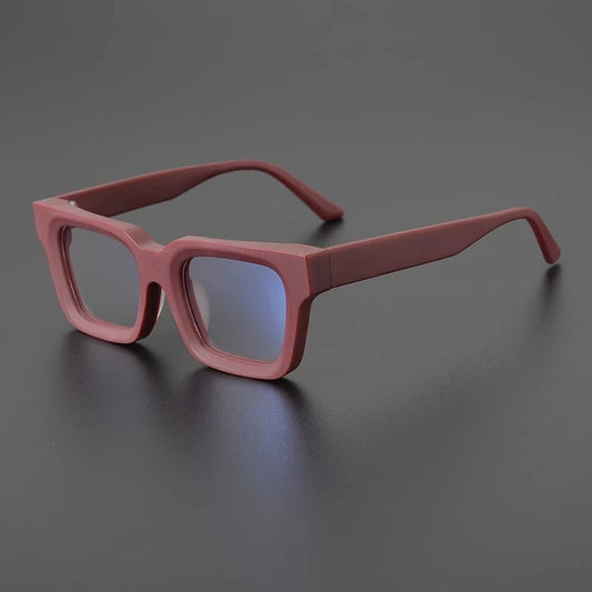 Matte Red Black Square Acetate Eyeglasses Frames High Quality Designer Japanese Style Men and Women  Glasses