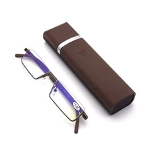 Load image into Gallery viewer, May Flower TR90 Presbyopic Glasses Man Blue Light Reading Glasses Men Metal Square Glasses For Sight Plus Lenses +1.75+2.25+2.75