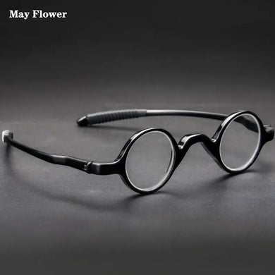 May Flower TR90 Tiny Reading Glasses Men Retro Vintage Smart Glasses Black Frame For Men Blue Light Blcoking Glasse lunette