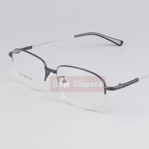 Memory Titanium Male Eyeglasses Men Frames Half Rim Eye Glasses Myopia Spectacle Optical Prescription Eyewear 8144 (56-17-140)