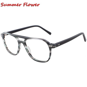 Men Acetate Optical Eyewear Top Quality Light Prescription Glasses Frame Eyeglasses Big Rim Circle Flat Top Male Gafas