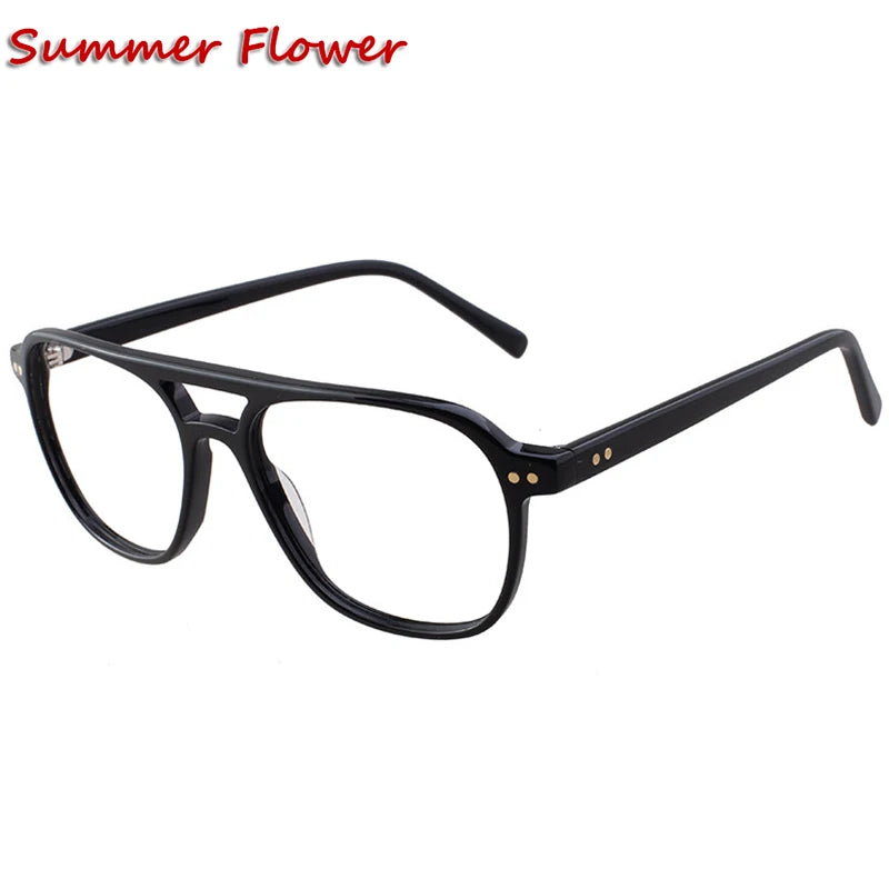 Men Acetate Optical Eyewear Top Quality Light Prescription Glasses Frame Eyeglasses Big Rim Circle Flat Top Male Gafas