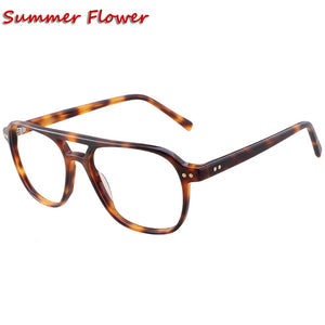 Men Acetate Optical Eyewear Top Quality Light Prescription Glasses Frame Eyeglasses Big Rim Circle Flat Top Male Gafas